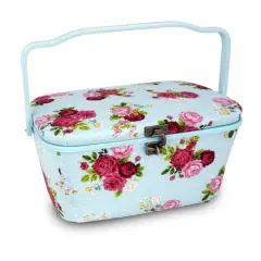 Dritz&reg; Large Blue Oval Sewing Basket