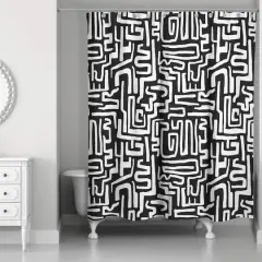 Woogly Shapes Shower Curtain Black