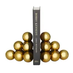 5" Gold Stainless Steel Stacked Orb Bookends Set