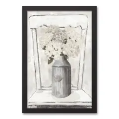Farmhouse Hydrangeas Black Framed Canvas