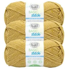 3 Pack Lion Brand&reg; Basic Stitch Antimicrobial Thick & Quick Yarn Maize