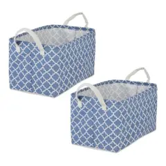 DII&reg; Large Lattice PE-Coated Cotton Polyester Laundry Bin, 2ct. French Blue