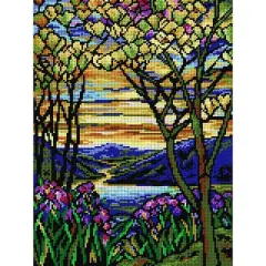 Orchidea Gobelin canvas for halfstitch without yarn after Louis C. Tiffany - Landscape with Iris and Flowering Magnolia
