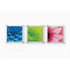 Wexel Art 3 Pack 12" x 12" Clear Single Panel Acrylic Floating Wall Frames & Magnets Silver