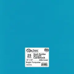 PA Paper&trade; Accents Stash Builder 12" x 12" 65lb. Smooth Cardstock, 25 Sheets Bright Turquoise