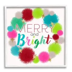 Stupell Industries Merry & Bright Fun Wreath Framed Giclee Art White