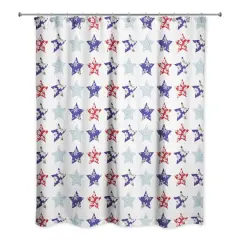 Floral Stars Pattern Shower Curtain