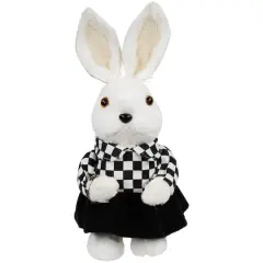 10" Girl Easter Rabbit Figurine in Checkered Dress