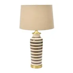 Hello Honey&reg; 2ft. Striped Ceramic & Metal Desk Lamp Gray