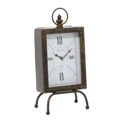 Brass Metal Rustic Clock, 14" x 8" x 4"
