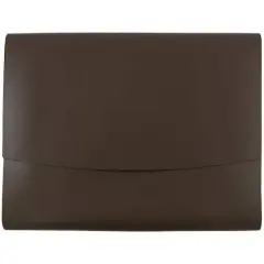 JAM Paper Italian Leather Snap Closure Portfolio Dark Brown
