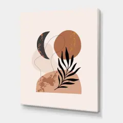 Designart - Moon & Sun Shapes In Retro Terracotta Tones I - Modern Canvas Wall Art Print