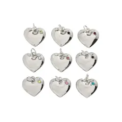 Crystal Lane DIY Silver Rhinestone Heart Charms, 9ct.