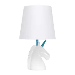 Simple Designs 15.5" Unicorn Table Lamp White/Blue Glitter