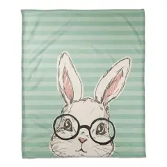 Bunny With Glasses 50" x 60" Sherpa Fleece Blanket