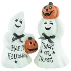 7.75" "Happy Halloween" & "Trick or Treat" Ghost Decorations Set