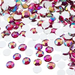 John Bead 6mm Acrylic Round Flat Back Rhinestones, 1,000ct. Fuchsia AB