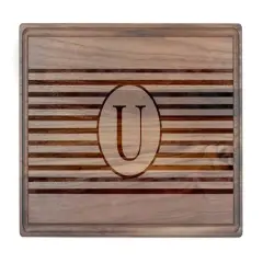 Stripe Monogram Walnut Cutting Board U