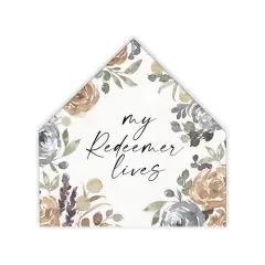 Redeemer Lives Florals 12" x 12" House Shaped Canvas