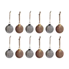 Hello Honey&reg; 12 Pack 4" Gold & Silver Distressed Frosted Ball Glass Ornaments