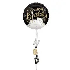Airwalkers&reg; XL&reg; 5.75ft. Black, Silver & Gold Birthday Foil Balloon