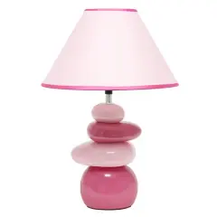 Simple Designs 17.5" Ceramic Stone Table Lamp Shades of Pink