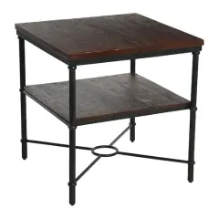 Hello Honey&reg; 24" Saratoga Rustic Wood & Metal End Table Dark Chestnut