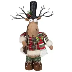20" Standing Christmas Moose Figure with LED Antlers Tabletop D&eacute;cor