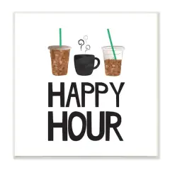 Stupell Industries Happy Hour Phrase Coffee Iced Drink Kitchen Beverage,12" x 12"