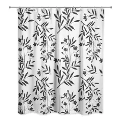 Monochromatic Floral Bunch 71" x 74" Shower Curtain