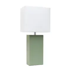 Lalia Home Lexington 21" Sage Green Leather Base Table Lamp