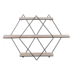 Brown Wood Contemporary Wall Shelf, 20" x 30" x 7"