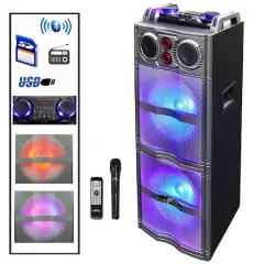 beFree Sound Double 10" Subwoofer Portable Bluetooth Party Speaker With Reactive Lights