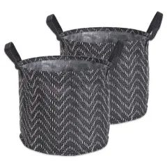 DII&reg; Large Round Black & White Tribal Chevron PE-Coated Woven Paper Laundry Bin, 2ct.