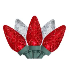 100ct. Faceted LED C9 Christmas String Lights Red/Pure White