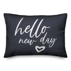 20" Hello New Day Throw Pillow Navy