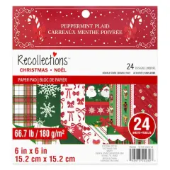 6" x 6" Peppermint Plaid Double-Sided Paper Pad, 24 Sheets by Recollections&trade;