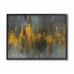 Stupell Industries Black & Gold Abstract Fire Design Wall Art in Black Frame