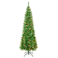 7.5ft. Pre-Lit Rowan Pencil Slim Artificial Christmas Tree, Multicolor Lights