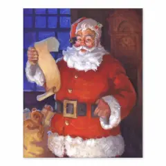 Santa Claus With List 10x8 Tabletop Canvas