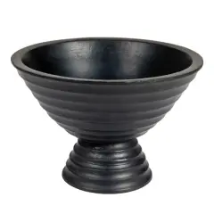 Hello Honey&reg; 9.75" Ridged Mango Wood Footed Bowl Black