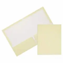 JAM Paper 9.5" x 11.5" Glossy Ivory 2 Pocket School Presentation Folders, 12ct.