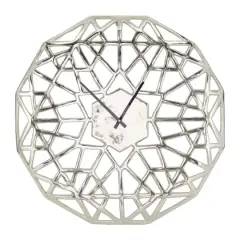 24" Contemporary Abstract Wall Clock Silver