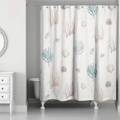 Multi Shell Coral Shower Curtain Coral/Yellow/White
