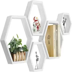 NEX&trade; Hexagon Floating Honeycomb Shelves Set White