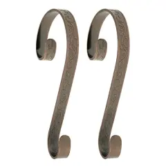 Haute Decor Stocking Scroll&reg; Holly Embossed Oil-Rubbed Bronze Stocking Holders, 2ct.