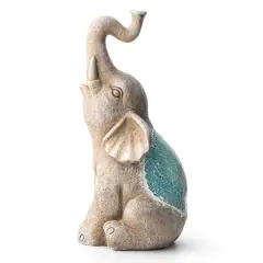 Glitzhome&reg; 18" Faux Granite & Mosaic Sitting Elephant Statue