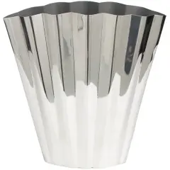 15" Silver Stainless Steel Vase with Zig Zag Edging