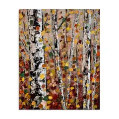 Stupell Industries Autumn Birch Trees Abstract Leaves Canvas Wall Art