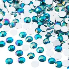 John Bead 6mm Acrylic Round Flat Back Rhinestones, 1,000ct. Turquoise AB